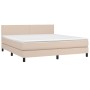 Cama box spring colchón LED cuero sintético capuchino 160x200cm de , Camas y somieres - Ref: Foro24-3134116, Precio: 473,28 €...