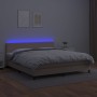 Box spring bed LED mattress cappuccino synthetic leather 160x200cm by , Beds and slatted bases - Ref: Foro24-3134116, Price: ...