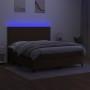 Box spring bed mattress LED lights dark brown fabric 180x200cm by , Beds and slatted bases - Ref: Foro24-3134736, Price: 621,...