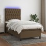 Box spring bed mattress and LED lights dark brown fabric 90x200cm by , Beds and slatted bases - Ref: Foro24-3135088, Price: 3...