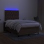 Cama box spring con colchón y LED tela marrón oscuro 120x200 cm de , Camas y somieres - Ref: Foro24-3135104, Precio: 450,57 €...