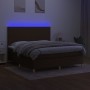 Box spring bed mattress LED lights dark brown fabric 180x200cm by , Beds and slatted bases - Ref: Foro24-3135296, Price: 620,...