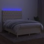 Box spring bed mattress and LED lights cream fabric 140x200 cm by , Beds and slatted bases - Ref: Foro24-3135682, Price: 577,...