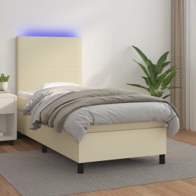 Cama box spring y colchón LED cuero sintético crema 80x200 cm de , Camas y somieres - Ref: Foro24-3135791, Precio: 336,99 €, ...