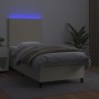 Boxspringbett und LED-Matratze cremefarbenes Kunstleder 80x200 cm von , Betten und Lattenroste - Ref: Foro24-3135791, Preis: ...