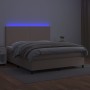 Box spring bed LED mattress cappuccino synthetic leather 160x200cm by , Beds and slatted bases - Ref: Foro24-3135836, Price: ...