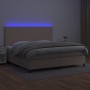 Box spring bed LED mattress cappuccino synthetic leather 200x200cm by , Beds and slatted bases - Ref: Foro24-3135848, Price: ...