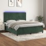 Cama box spring colchón y LED terciopelo verde oscuro 160x200cm de , Camas y somieres - Ref: Foro24-3136014, Precio: 552,79 €...