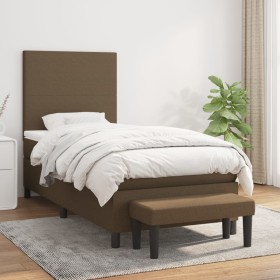 Cama box spring con colchón tela marrón oscuro 80x200 cm de , Camas y somieres - Ref: Foro24-3136392, Precio: 348,95 €, Descu...