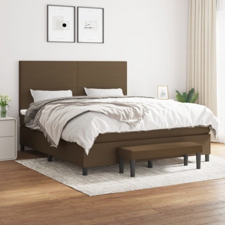 Box spring bed with dark brown fabric mattress 180x200 cm by , Beds and slatted bases - Ref: Foro24-3136456, Price: 650,30 €,...