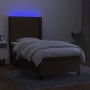 Boxspringbett-Matratze und LED-Leuchten aus dunkelbraunem Stoff, 90 x 200 cm von , Betten und Lattenroste - Ref: Foro24-31381...