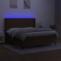 Cama box spring colchón luces LED tela marrón oscuro 160x200cm de , Camas y somieres - Ref: Foro24-3138168, Precio: 600,99 €,...