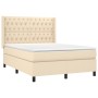 Boxspringbett-Matratze und LED-Leuchten, cremefarbener Stoff, 140 x 190 cm von , Betten und Lattenroste - Ref: Foro24-3138554...