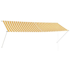 Retractable awning 350x150 cm yellow and white by vidaXL, Awnings - Ref: Foro24-143756, Price: 61,59 €, Discount: %