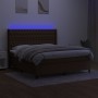 Cama box spring colchón luces LED tela marrón oscuro 160x200cm de , Camas y somieres - Ref: Foro24-3138568, Precio: 622,62 €,...