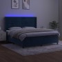 Box spring bed with mattress and LED dark blue velvet 160x200 cm by , Beds and slatted bases - Ref: Foro24-3139635, Price: 57...