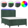 Box spring bed with mattress and LED dark green velvet 140x200cm by , Beds and slatted bases - Ref: Foro24-3139628, Price: 56...