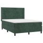 Box spring bed with mattress and LED dark green velvet 140x200cm by , Beds and slatted bases - Ref: Foro24-3139628, Price: 56...