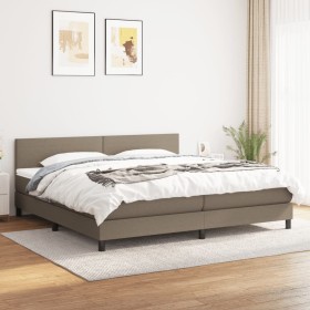 Box spring bed with taupe gray fabric mattress 200x200 cm by , Beds and slatted bases - Ref: Foro24-3139925, Price: 604,99 €,...