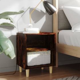 Bedside table solid smoked oak wood legs 40x30x50 cm by vidaXL, Nightstands - Ref: Foro24-813098, Price: 29,99 €, Discount: %