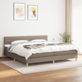 Box spring bed with taupe gray fabric mattress 200x200 cm by , Beds and slatted bases - Ref: Foro24-3140725, Price: 601,22 €,...