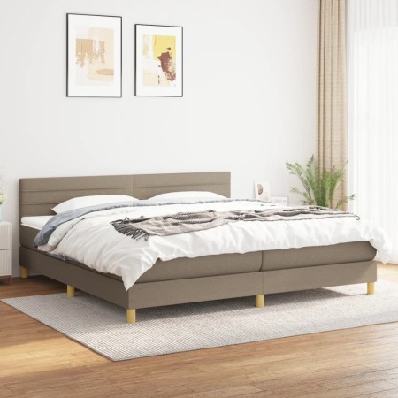 Box spring bed with taupe gray fabric mattress 200x200 cm by , Beds and slatted bases - Ref: Foro24-3140725, Price: 582,18 €,...