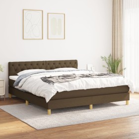 Cama box spring con colchón tela marrón oscuro 160x200 cm de , Camas y somieres - Ref: Foro24-3140868, Precio: 510,64 €, Desc...