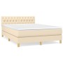 Cama box spring con colchón tela color crema 140x190 cm de , Camas y somieres - Ref: Foro24-3140854, Precio: 469,07 €, Descue...