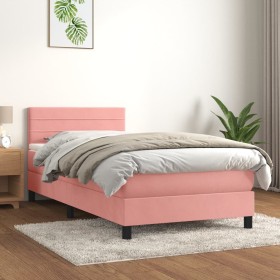 Box spring bed with pink velvet mattress 90x190 cm by , Beds and slatted bases - Ref: Foro24-3141340, Price: 324,86 €, Discou...