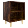 Bedside table solid smoked oak wood legs 40x30x50 cm by vidaXL, Nightstands - Ref: Foro24-813098, Price: 29,71 €, Discount: %