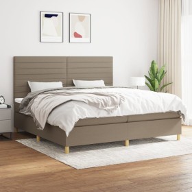 Box spring bed with taupe gray fabric mattress 200x200 cm by , Beds and slatted bases - Ref: Foro24-3142445, Price: 718,39 €,...