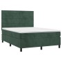 Cama box spring con colchón terciopelo verde oscuro 140x200 cm de , Camas y somieres - Ref: Foro24-3143088, Precio: 536,16 €,...