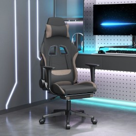 Gaming-Stuhl mit Fußstütze aus schwarzem und taupegrauem Stoff von , Gaming-Stühle - Ref: Foro24-3143745, Preis: 138,99 €, Ra...