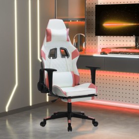 Gaming chair with white and pink synthetic leather footrest. by , Gaming chairs - Ref: Foro24-3143772, Price: 146,99 €, Disco...