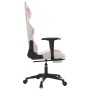 Silla gaming con reposapiés cuero sintético blanco y rosa de , Sillones para videojuegos - Ref: Foro24-3143772, Precio: 146,2...