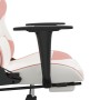 Silla gaming con reposapiés cuero sintético blanco y rosa de , Sillones para videojuegos - Ref: Foro24-3143772, Precio: 146,2...