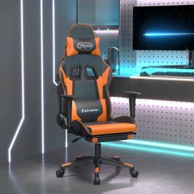 Silla gaming con reposapiés cuero sintético negro naranja de , Sillones para videojuegos - Ref: Foro24-3143705, Precio: 144,1...