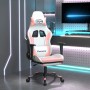 Gaming chair with massage and footrest, white and pink synthetic leather by , Gaming chairs - Ref: Foro24-345466, Price: 132,...