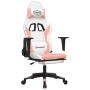 Gaming chair with massage and footrest, white and pink synthetic leather by , Gaming chairs - Ref: Foro24-345466, Price: 132,...