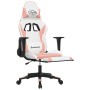 Gaming chair with massage and footrest, white and pink synthetic leather by , Gaming chairs - Ref: Foro24-345466, Price: 132,...