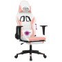 Gaming chair with massage and footrest, white and pink synthetic leather by , Gaming chairs - Ref: Foro24-345466, Price: 132,...