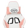 Silla gaming masaje y reposapiés cuero sintético blanco y rosa de , Sillones para videojuegos - Ref: Foro24-345466, Precio: 1...