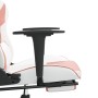 Gaming chair with massage and footrest, white and pink synthetic leather by , Gaming chairs - Ref: Foro24-345466, Price: 132,...