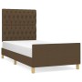 Dark brown fabric bed frame with headboard 90x190 cm by , Beds and slatted bases - Ref: Foro24-3125263, Price: 157,07 €, Disc...