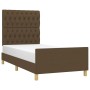 Dark brown fabric bed frame with headboard 90x190 cm by , Beds and slatted bases - Ref: Foro24-3125263, Price: 157,07 €, Disc...