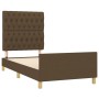 Estructura de cama con cabecero de tela marrón oscuro 90x190 cm de , Camas y somieres - Ref: Foro24-3125263, Precio: 157,07 €...