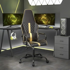 Silla gaming cuero sintético negro y dorado de , Sillones para videojuegos - Ref: Foro24-3143789, Precio: 125,99 €, Descuento: %