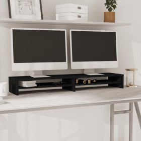 Monitor stand solid black pine wood 100x24x13 cm by , TV Furniture - Ref: Foro24-813923, Price: 54,99 €, Discount: %