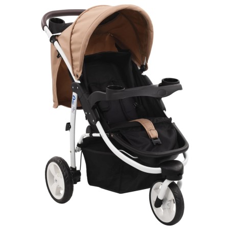 Taupefarbener und schwarzer 3-Rad-Kinderwagen/Kinderwagen von , Kinderwagen - Ref: Foro24-10182, Preis: 138,99 €, Rabatt: %