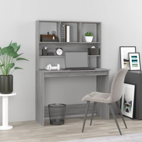 Sonoma gray plywood desk with shelves 102x45x148cm by , Desks - Ref: Foro24-823006, Price: 103,48 €, Discount: %